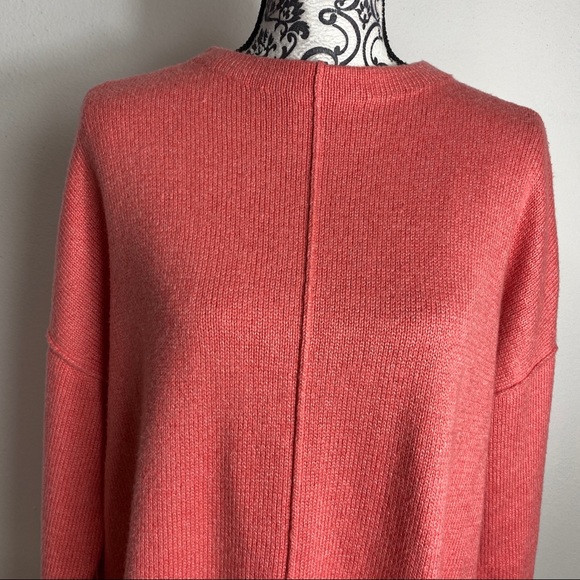 J. Jill Peach Exposed Seam Crew Neck Drop Shoulder Chunky Sweater M - Picture 2 of 7